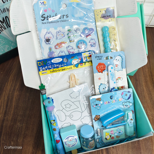 "Dino World DIY Stationery Hamper"|A fun-filled gift box packed with dino-themed stationery, stickers & creative DIY fun – perfect for little explorers