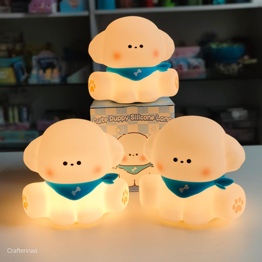 Adorable Puppy Dog Silicone Lamp with Warm Glow – Rechargeable Night Light