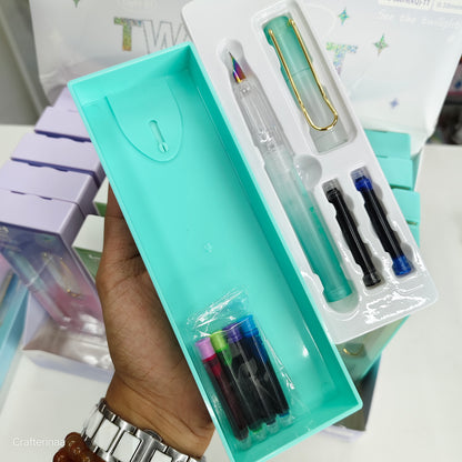 Luxury Ink Pen Set for Students & Office – Refillable Writing Pen|6 colours ink