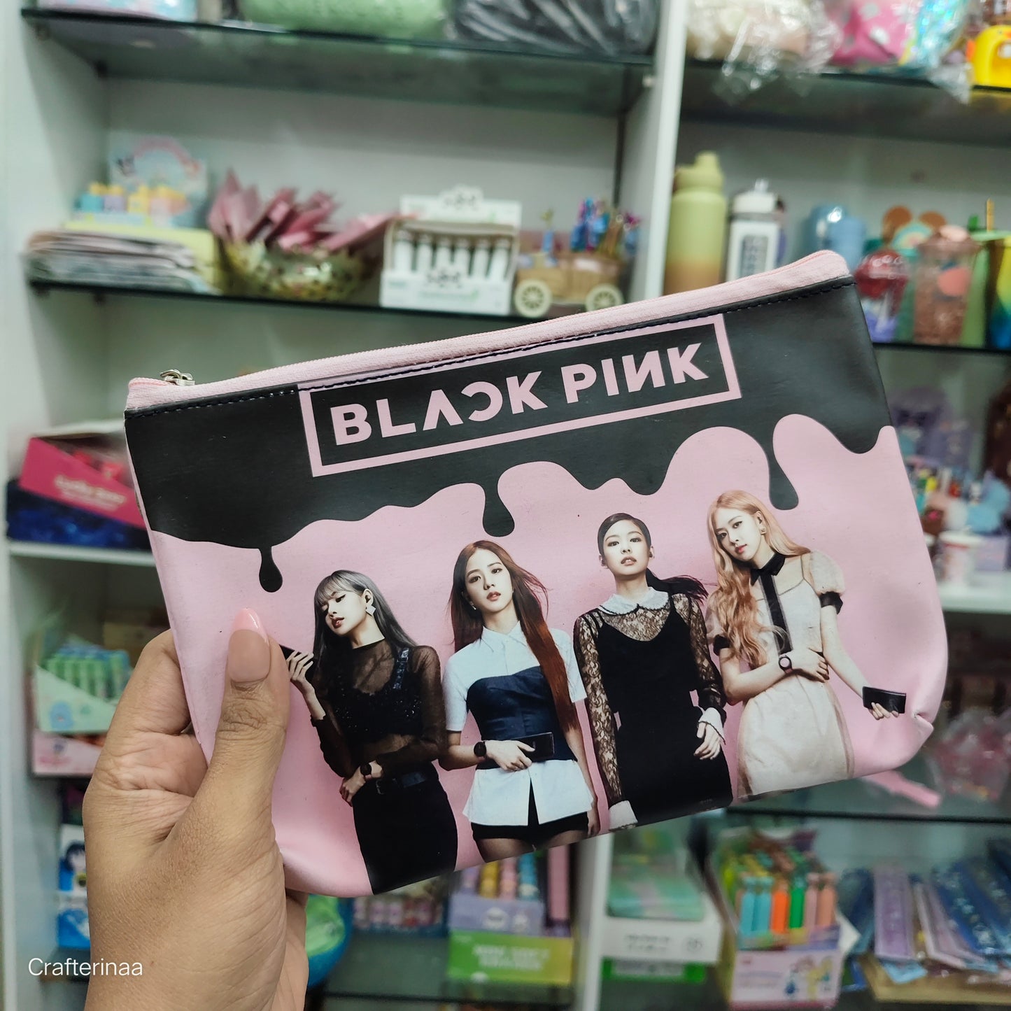 K-Pop Printed Pouch – Blackpink & BTS Zipper Bag for Stationery, Makeup & Travel