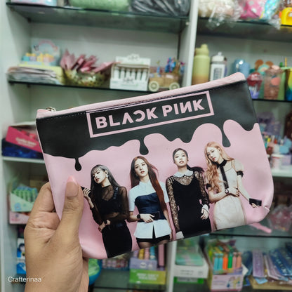K-Pop Printed Pouch – Blackpink & BTS Zipper Bag for Stationery, Makeup & Travel