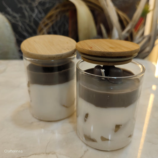 Handmade Layered Soy Wax Candle| choco Latte Candle|Glass Jar candle |Iced Choco Latte Scented  Rich Chocolate & Cream Dual-Tone Aesthetic – Luxury Dessert Fragrance for Home Decor, Relaxation & Gifting