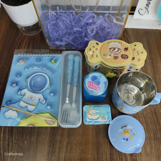 “Spaceman Kids Gift Hamper – Cute Stationery, Cup & money bank Set for Boys”