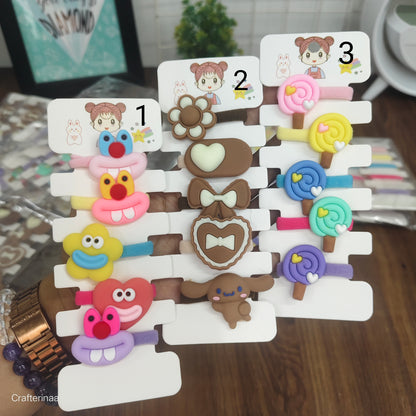 Funky Elastic Rubber Bands|Cute Cartoon Elastic Bands for Girls | Sweet Treat Style Hair Accessories”