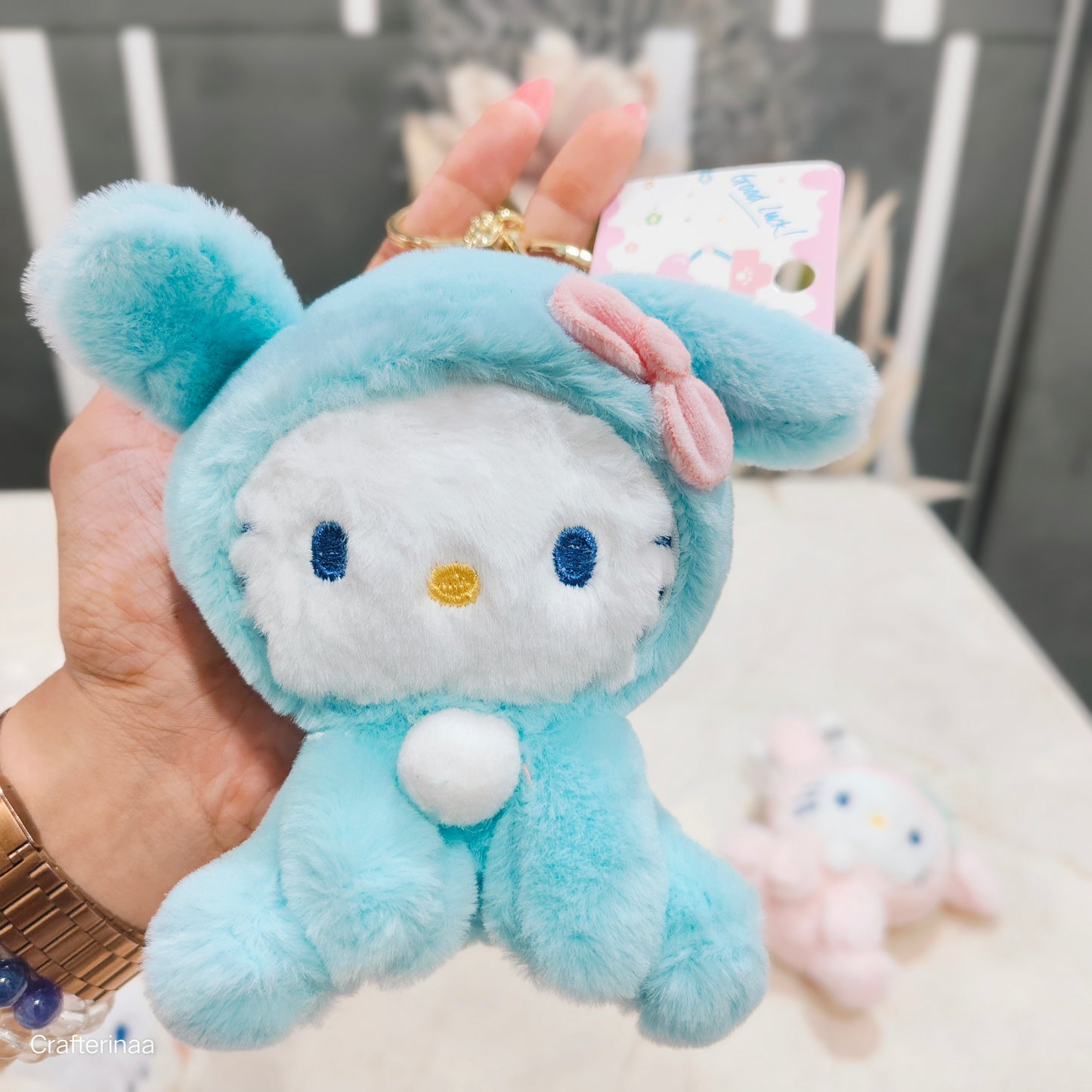 Plush Kitty Keychain – Cute Soft Toy with Bow & Fluffy Charm