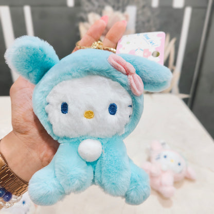 Plush Kitty Keychain – Cute Soft Toy with Bow & Fluffy Charm