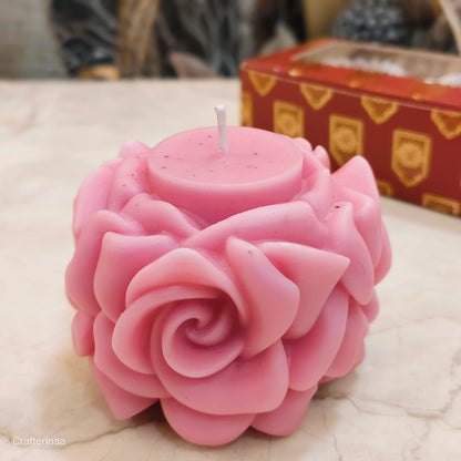 Handcrafted Pink Rose Flower Candle | Aesthetic Floral Decorative Candle for Home & Gifting