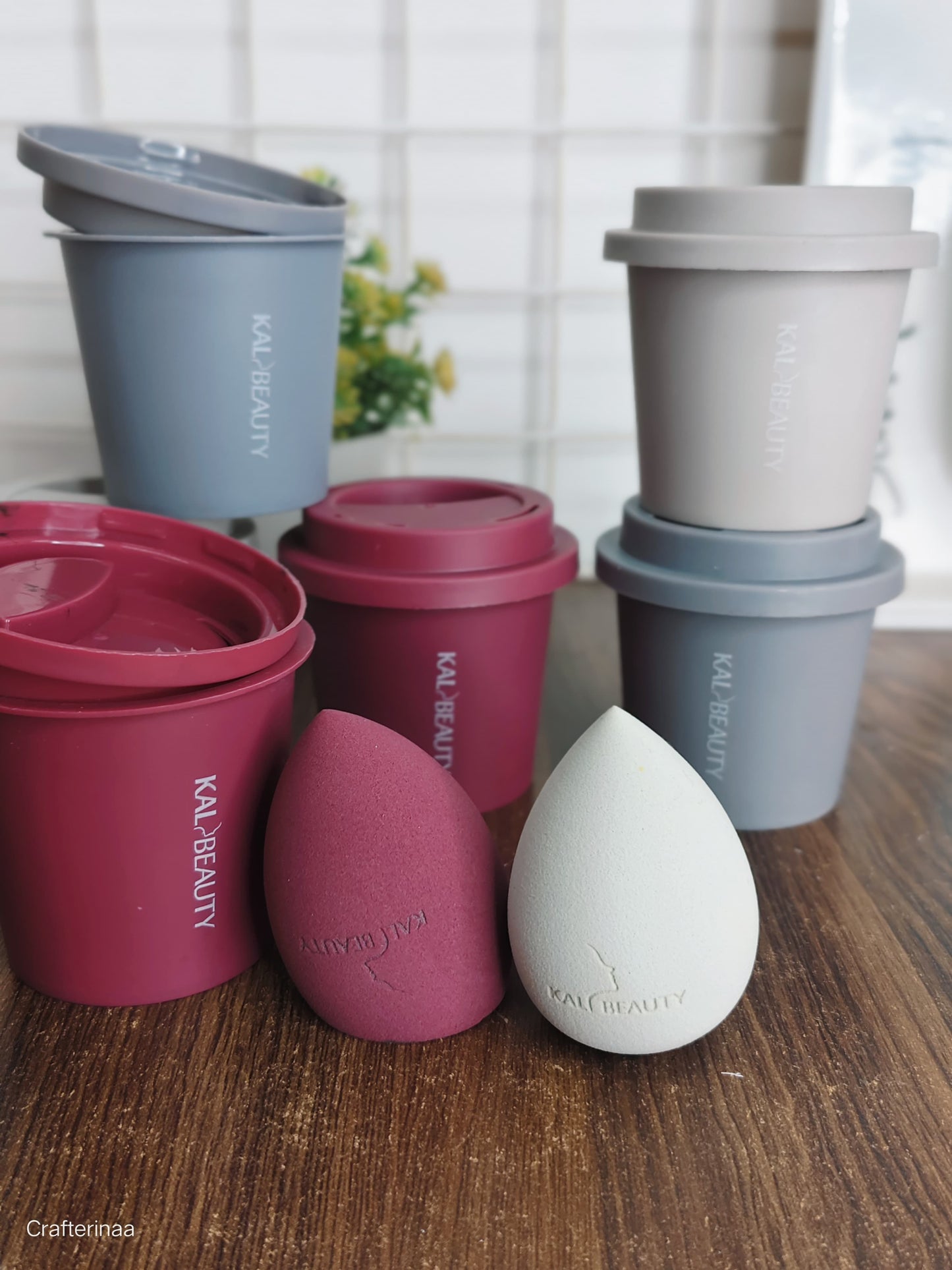 Makeup Blender Sponge with Protective Storage Cup | KAL Beauty (one piece in each box)