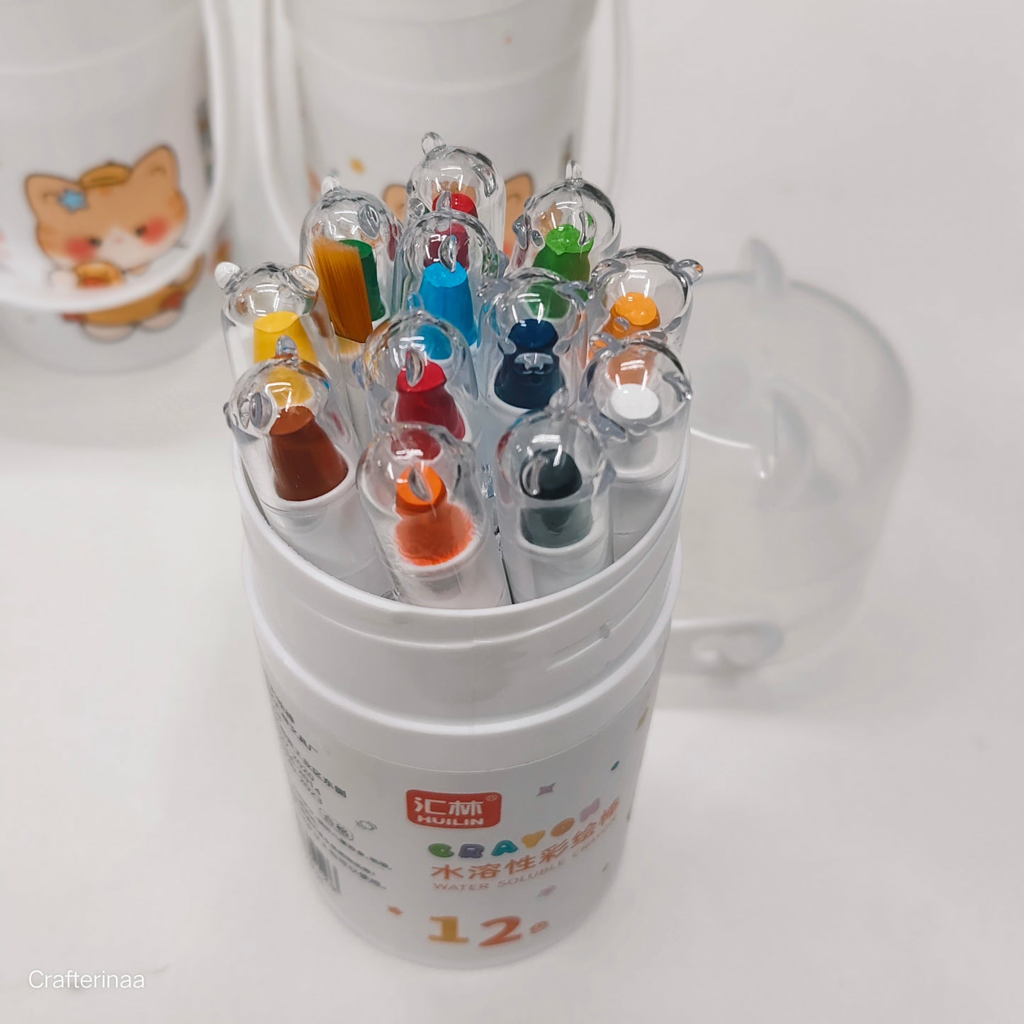 12 Colors Water Soluble Crayons Set – Washable & Non-Toxic Drawing Pens for Kids