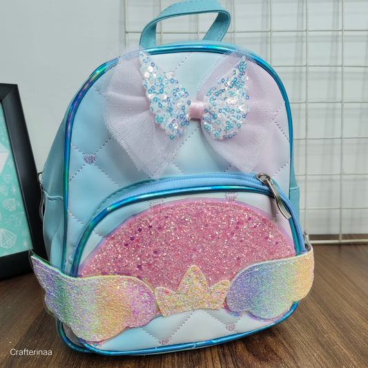 Glitter Wing Kids Backpack with Sequin Bow – Unicorn Theme School Bag