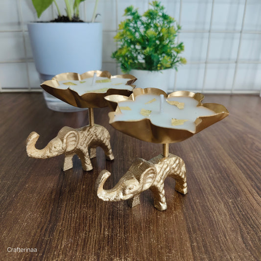 Elephant urli with pure soy wax candle and gold foil decor SET of 2 | home decor candles premium Candles