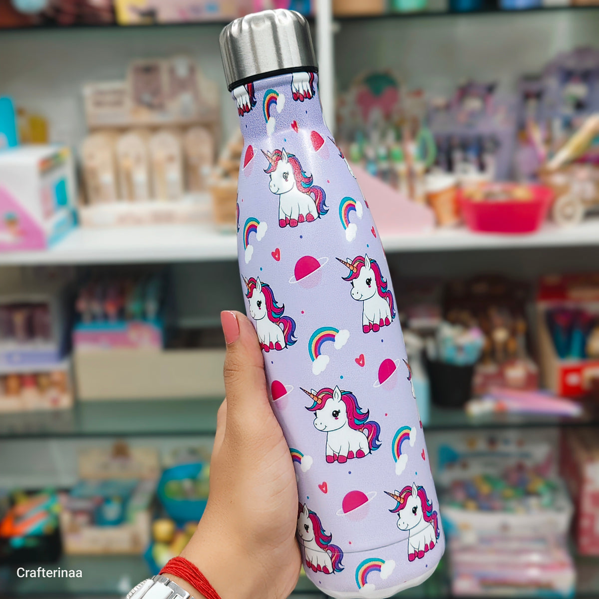 Kids Stainless Steel Water Bottle – Cute Character Printed Reusable Bottle | Crafterinaa 1 Litre stainless steel