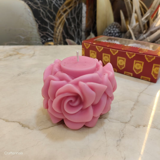 Handcrafted Pink Rose Flower Candle | Aesthetic Floral Decorative Candle for Home & Gifting