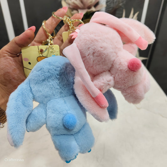 Cute Plush Bunny Keychain – Soft Toy with Crystal Rhinestone Detailing