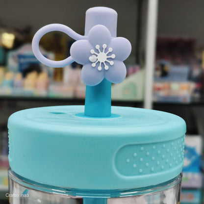 Floral Sipper Cup with Straw & Lid – Cute Reusable Water Bottle for Kids & Adults|BPA free plastic tumbler