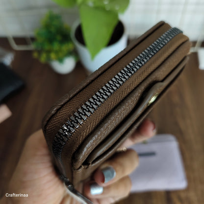 Women’s Accordion Card Holder Wallet – Zipper Mini Card Organizer | Compact Leather Card Case