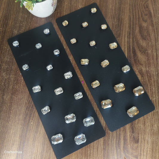 Crystal Hair Gems Set – Rectangle Rhinestone Hair Decoration for Bridal & Party Hairstyles