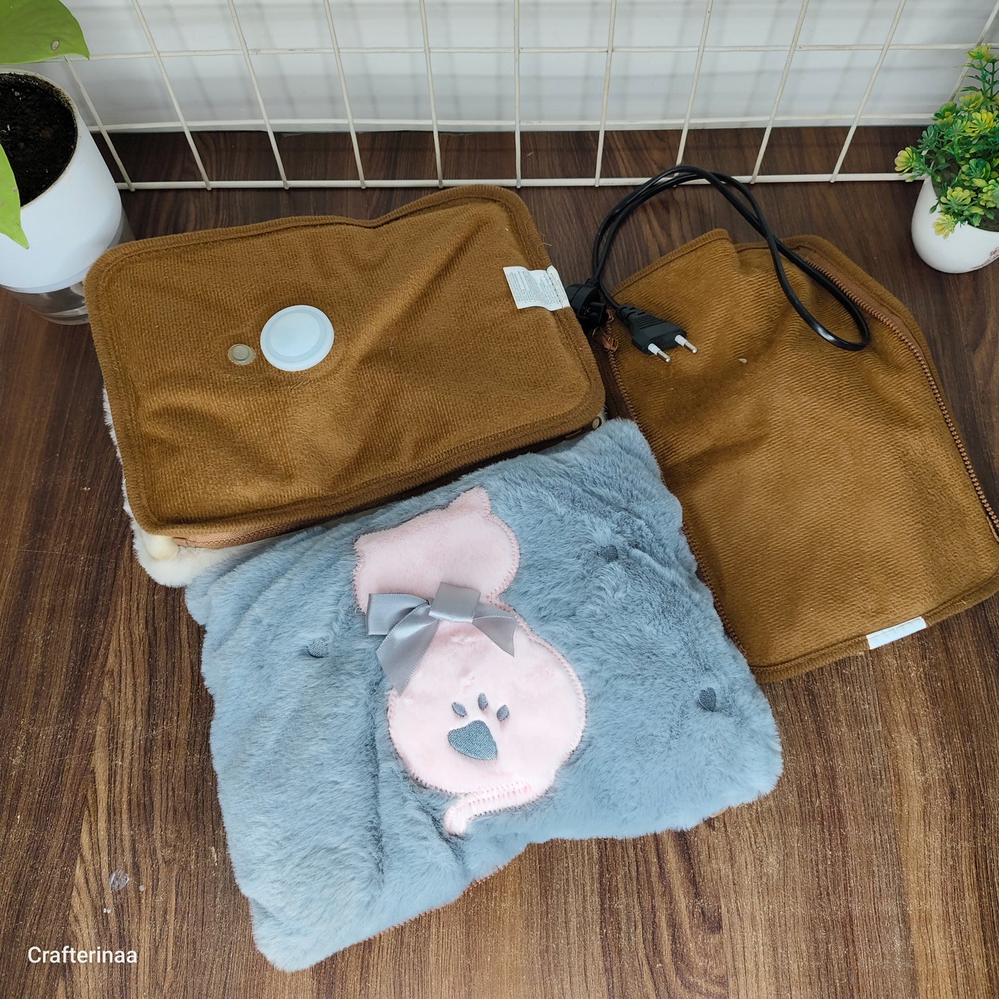 Cute Teddy Fur Electric Hot Water Bag with Soft Plush Cover – Winter Heating Pad for Period Pain & Back Pain Relief