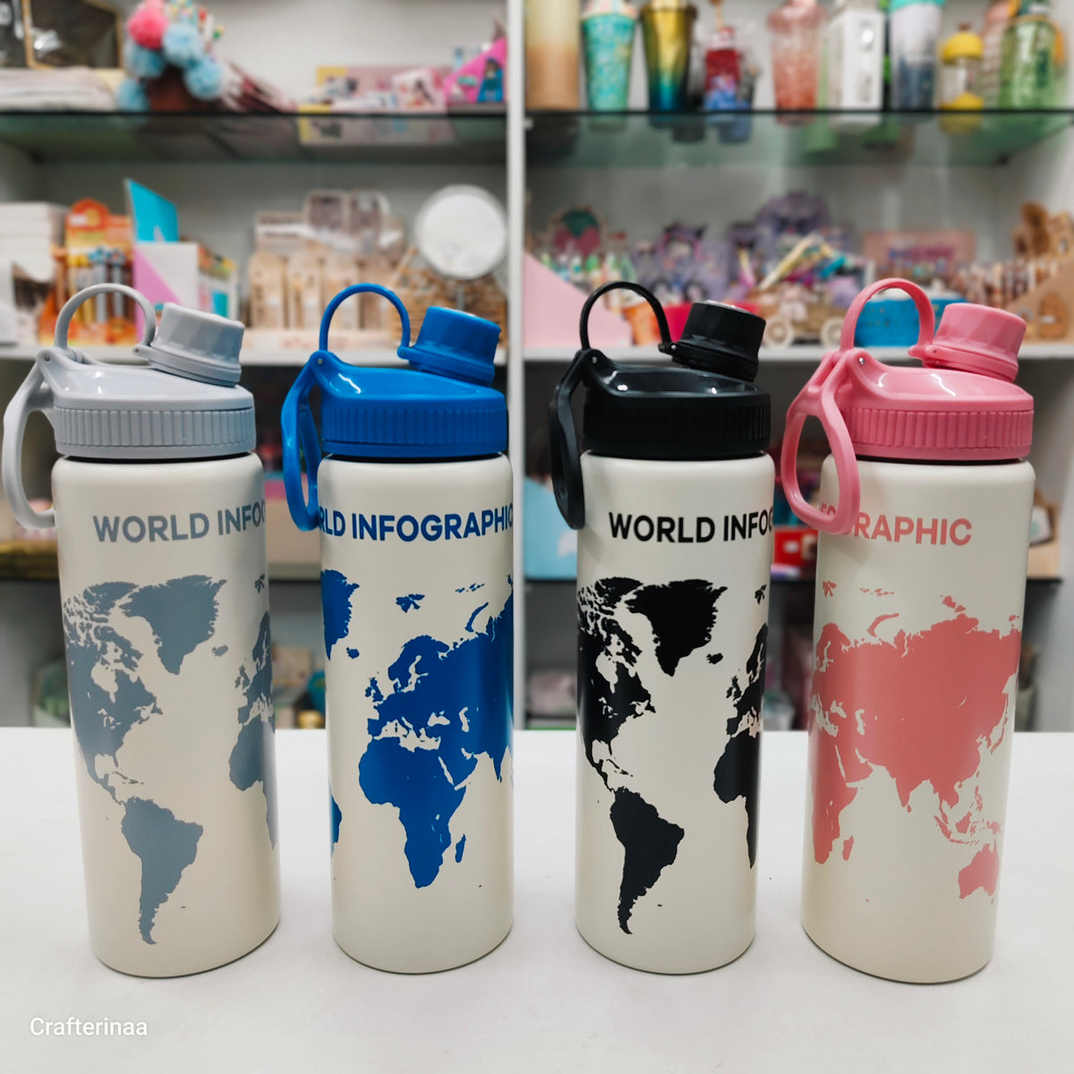 World Map 750ml Water Bottle | Travel-Friendly Reusable Water Bottle