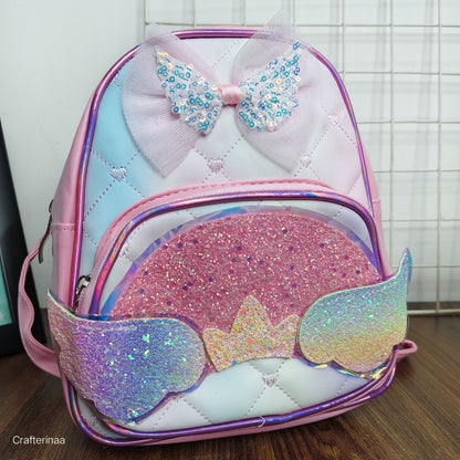 Glitter Wing Kids Backpack with Sequin Bow – Unicorn Theme School Bag