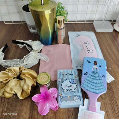 Luxury Pamper Gift Box for Women – Hairbrush, Scrunchie & Skincare Combo