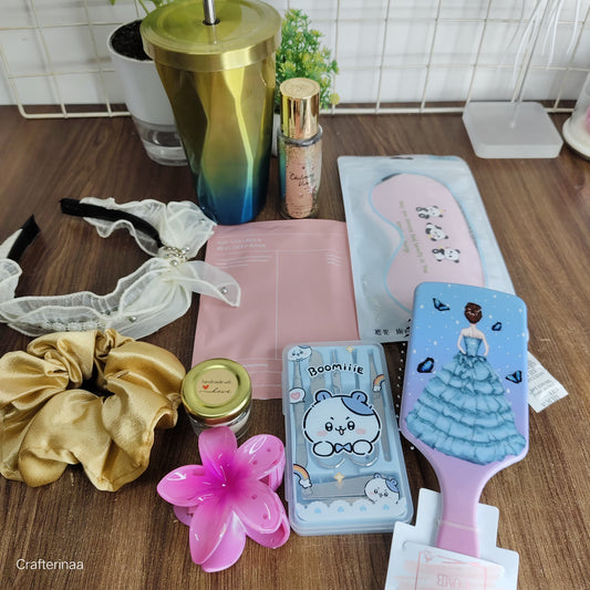 Luxury Pamper Gift Box for Women – Hairbrush, Scrunchie & Skincare Combo
