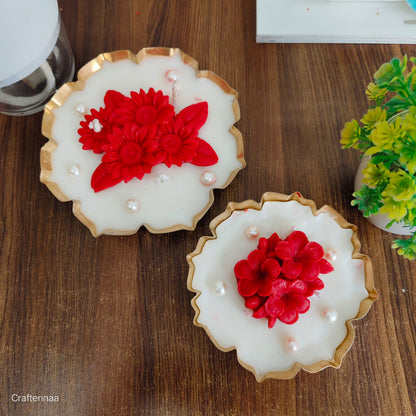 Luxury Handmade Urli Flower Candle for Gifting & Decoration|(Set of 2) Soy wax scented Urli