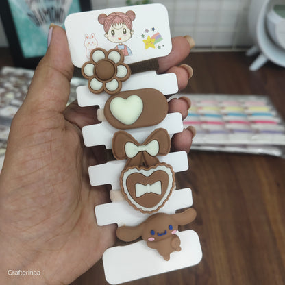 Funky Elastic Rubber Bands|Cute Cartoon Elastic Bands for Girls | Sweet Treat Style Hair Accessories”