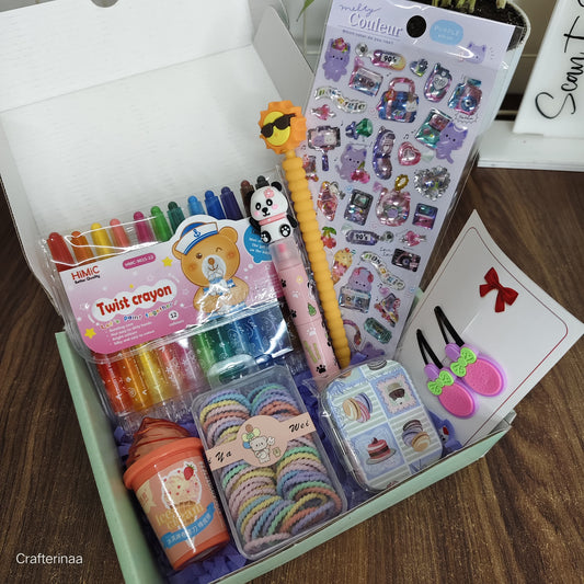 “Rainbow Art Gift Box for Kids – Fun Crayons, Stickers & Cute Accessories”