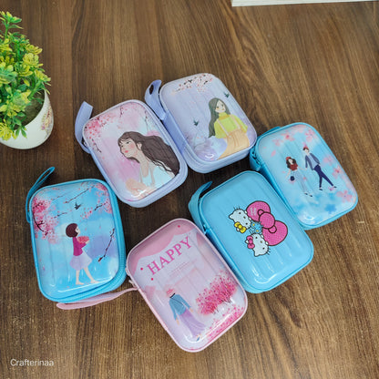 Cute Hardtop Coin Pouch for Kids & Teens | Cartoon Mini Zipper Pouch | Coin & Small Essentials Holder