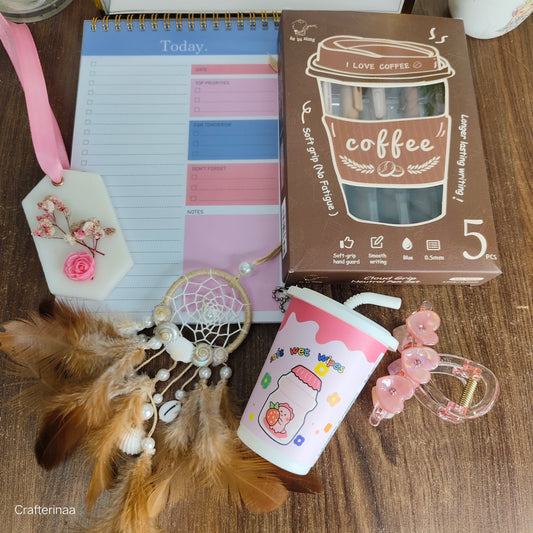 Premium Study & Office Gift Set – Coffee Pen Set, Planner & Decor Dreamcatcher
