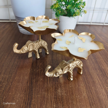 Elephant urli with pure soy wax candle and gold foil decor SET of 2 | home decor candles premium Candles