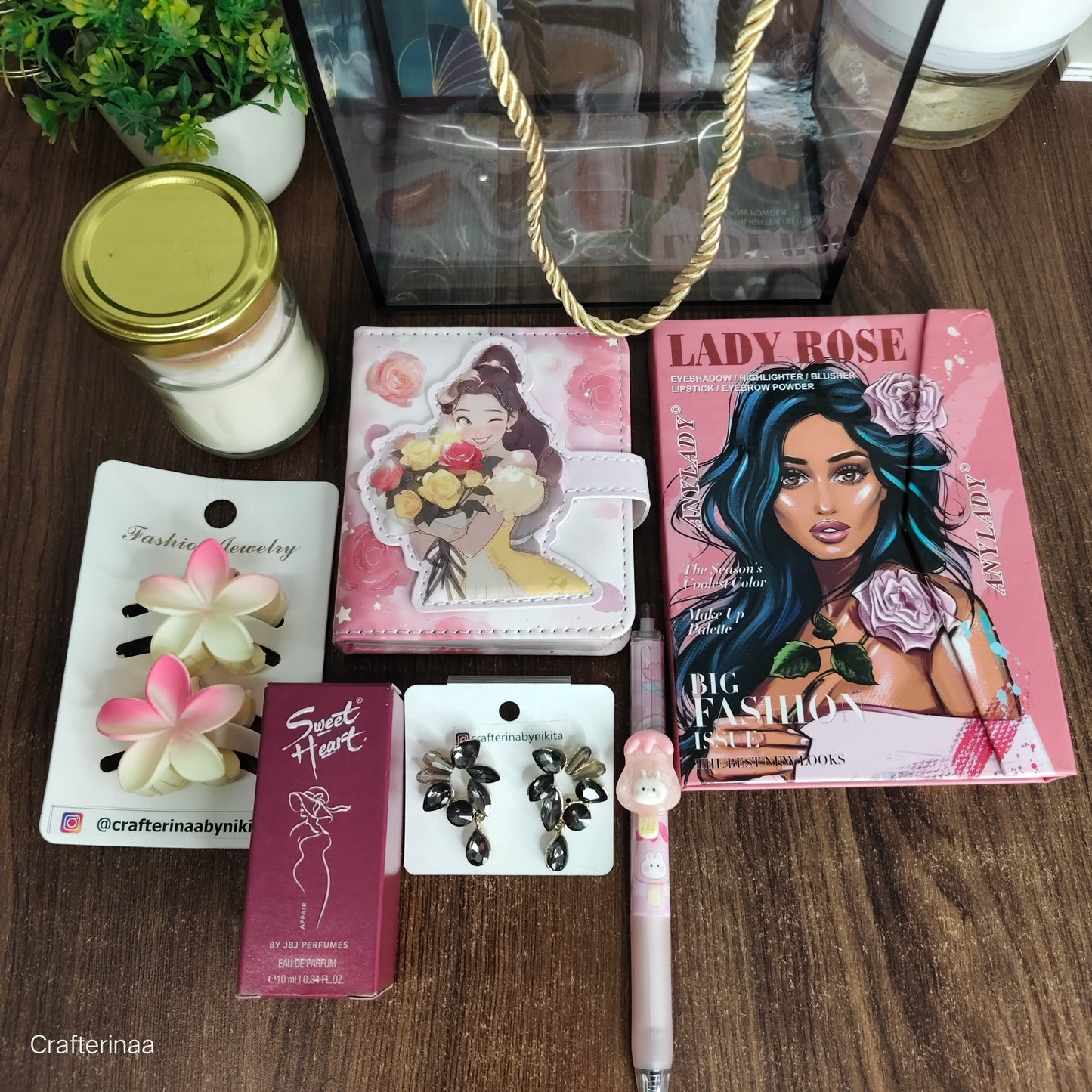 Self Love Luxe Gift Hamper for Women | Makeup Palette, Perfume, Candle, Wallet & Accessories Gift Box