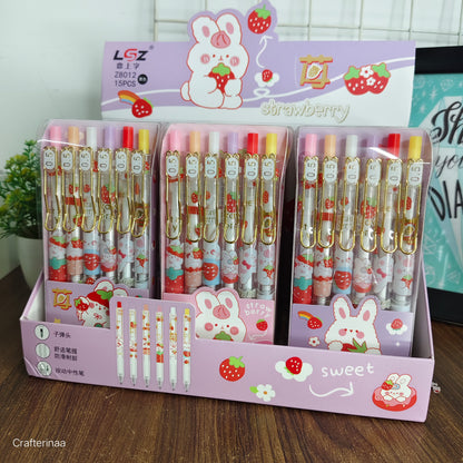 Cute Strawberry Aesthetic Gel Pen| 0.5mm Smooth Writing Pens