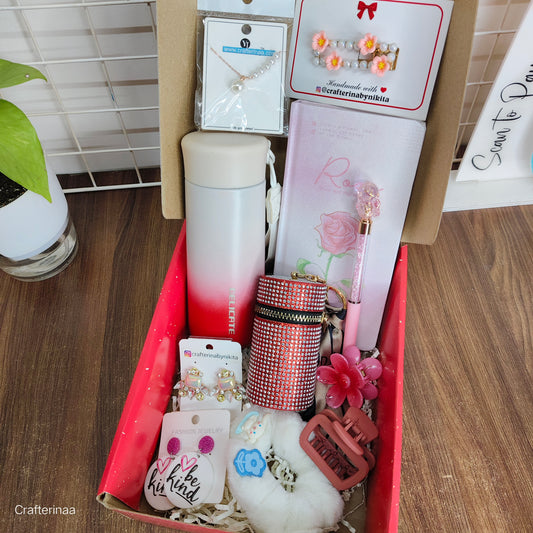 Pink Aesthetic Self-Care Gift Hamper for Girls | Tumbler, Jewellery, Planner & Cute Accessories Set