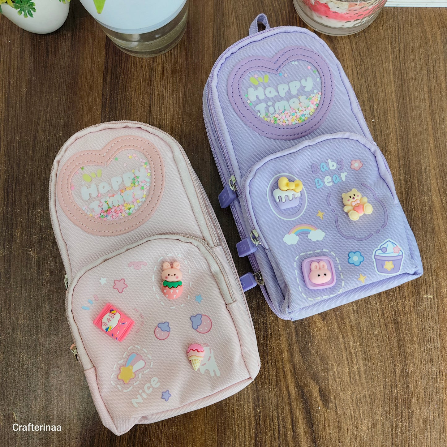 Cute Mini Backpack Pencil Pouch for Kids | Kawaii Stationery Organizer | Multi Pocket Pencil Case for School