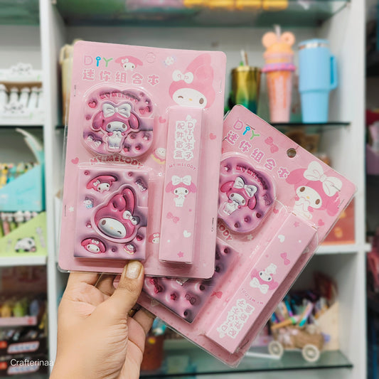DIY Kawaii Mini Diary Gift Set with Cartoon-Themed Printed Papers