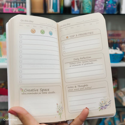 Aesthetic Guided Journal Diary with Mood Tracker, Gratitude & Reflection Pages | Cute Journal with Bookmark & Stickers