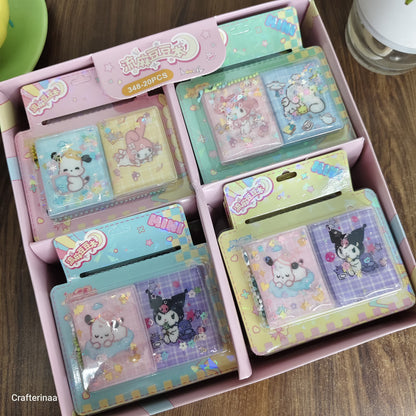 Cute Cartoon Mini Diary Notebook Set | Kawaii Glitter Shaker Pocket Journals for Kids & Girls