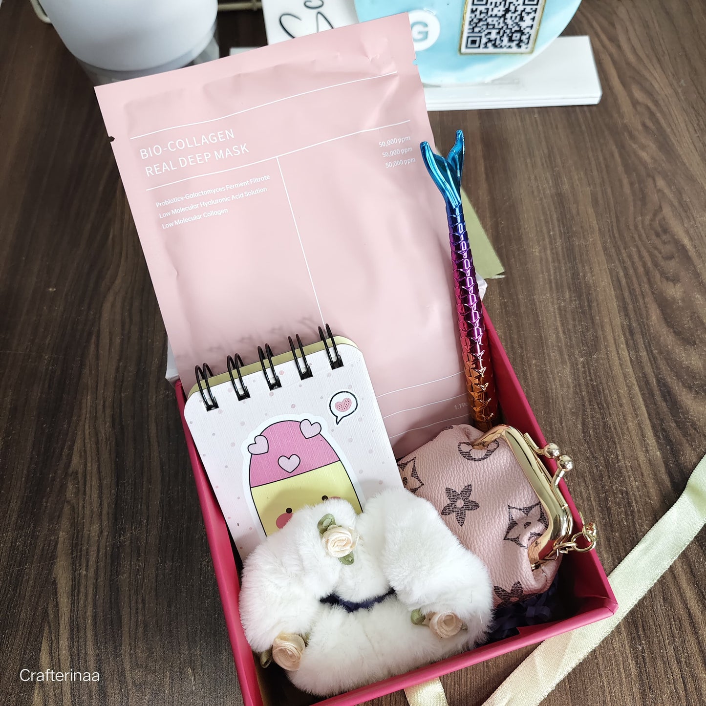 “Pink Self-Care Gift Box for Girls – Face Mask, Hair Accessories & Notebook Set”