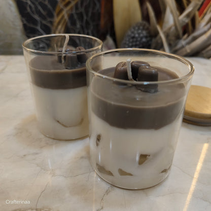 Handmade Layered Soy Wax Candle| choco Latte Candle|Glass Jar candle |Iced Choco Latte Scented  Rich Chocolate & Cream Dual-Tone Aesthetic – Luxury Dessert Fragrance for Home Decor, Relaxation & Gifting