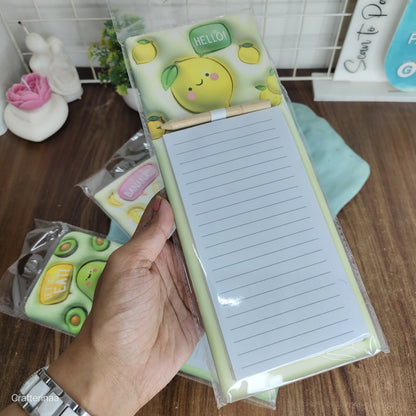 Cute Magnetic Fridge Notepad with Pen | Fruit Theme To-Do & Grocery List Pad