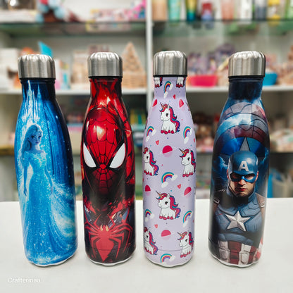Kids Stainless Steel Water Bottle – Cute Character Printed Reusable Bottle | Crafterinaa 1 Litre stainless steel