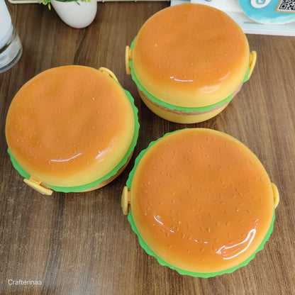 Burger Shape Lunch Box with Spoon & Fork – Cute Bento Lunch Container for Kids