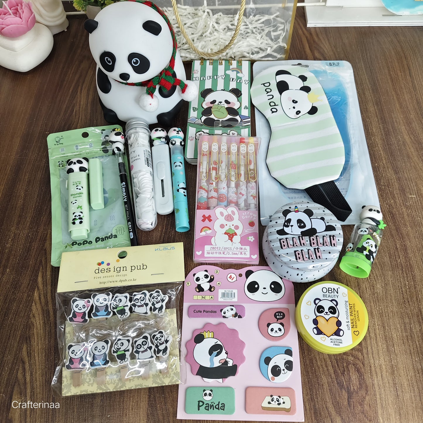 Panda Lover Gift Hamper with Cute Stationery, Hair Accessories & Essentials