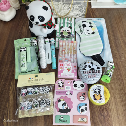 Panda Lover Gift Hamper with Cute Stationery, Hair Accessories & Essentials