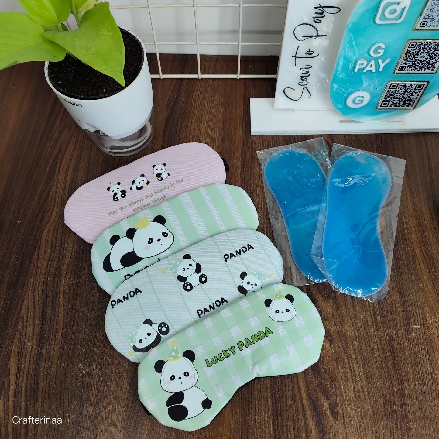 Cute Panda Printed Eye Mask with gel padding | Soft Sleeping Mask for Travel & Relaxation