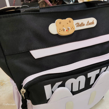 Cute Cartoon Bear Tote Backpack – Multi-Pocket college/School & Travel Bag