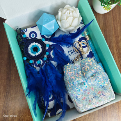 Premium Blue Evil Eye Gift Hamper – Manifest Journal & Decor Set