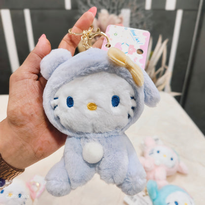 Plush Kitty Keychain – Cute Soft Toy with Bow & Fluffy Charm